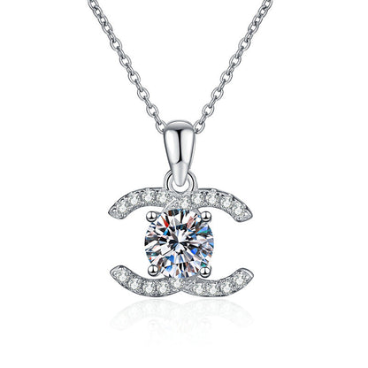 [Zalyn]CLASSIC INTERLOCKING MOISSANITE PENDANT NECKLACE