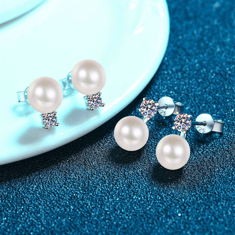 [Zalyn]ELEGANT NATURAL PEARL & MOISSANITE DROP EARRINGS