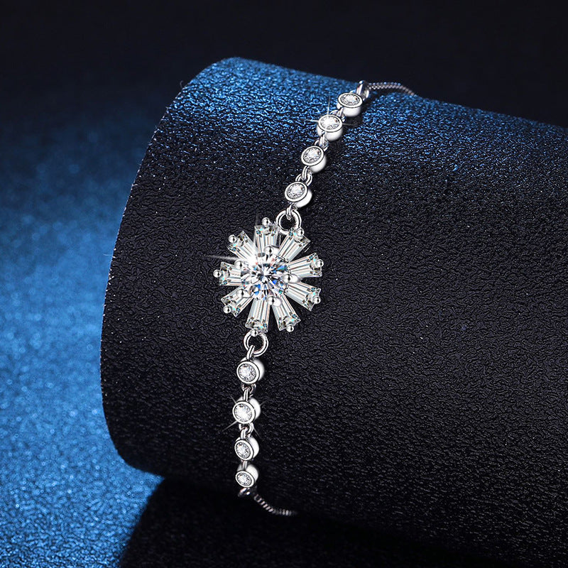 [Zalyn]RADIANT ICY CRYSTAL SUNFLOWER MOISSANITE BRACELET