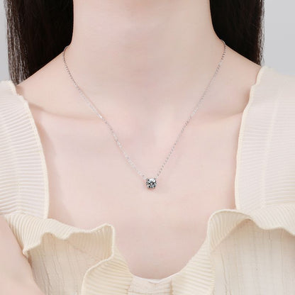 [Zalyn]CLASSIC FOUR-PRONG SOLITAIRE MOISSANITE NECKLACE