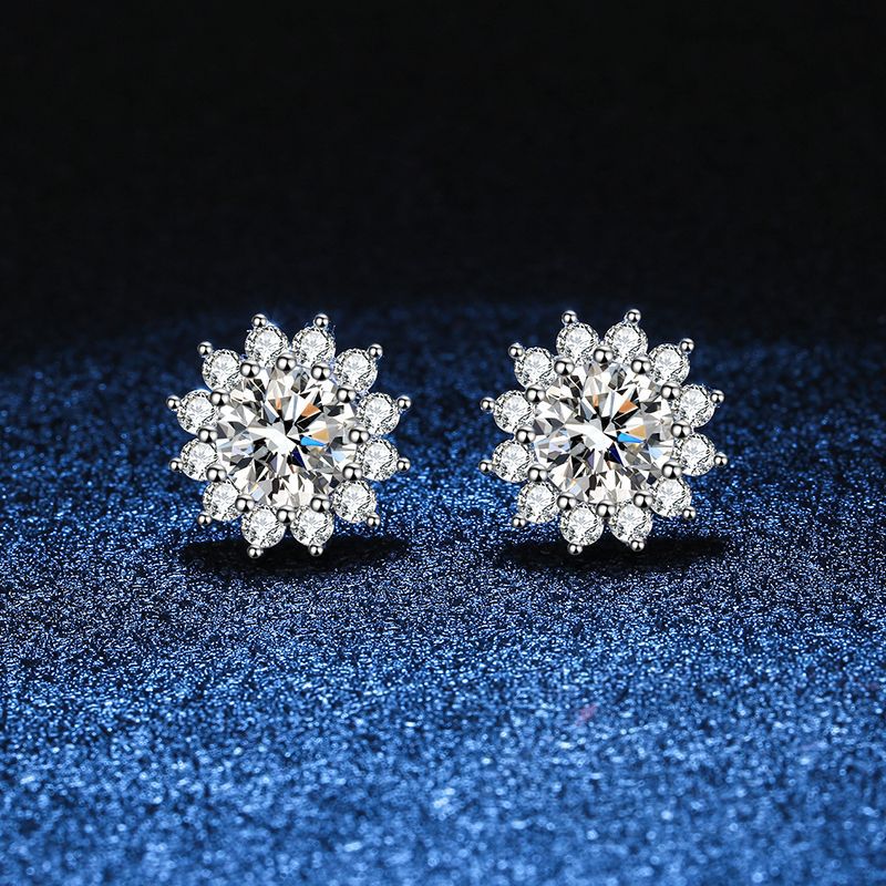 [Zalyn]BLOOMING SUNFLOWER MOISSANITE STUD EARRINGS