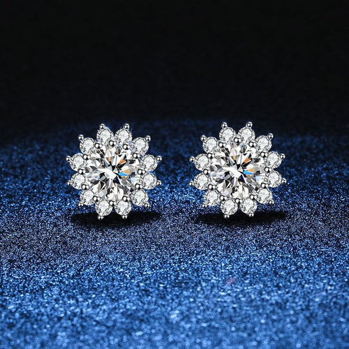 [Zalyn]BLOOMING SUNFLOWER MOISSANITE STUD EARRINGS