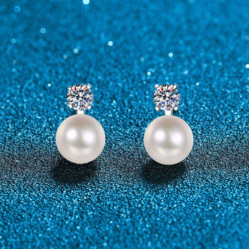 [Zalyn]ELEGANT NATURAL PEARL & MOISSANITE DROP EARRINGS