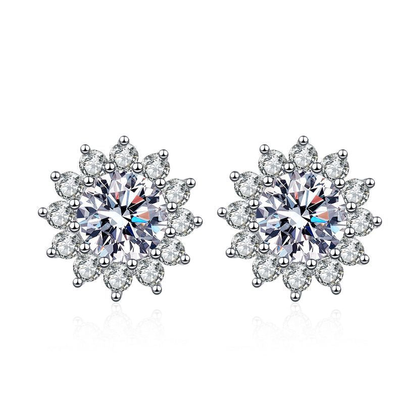 [Zalyn]BLOOMING SUNFLOWER MOISSANITE STUD EARRINGS