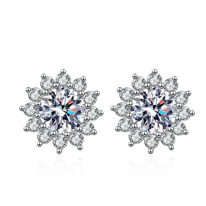 [Zalyn]BLOOMING SUNFLOWER MOISSANITE STUD EARRINGS