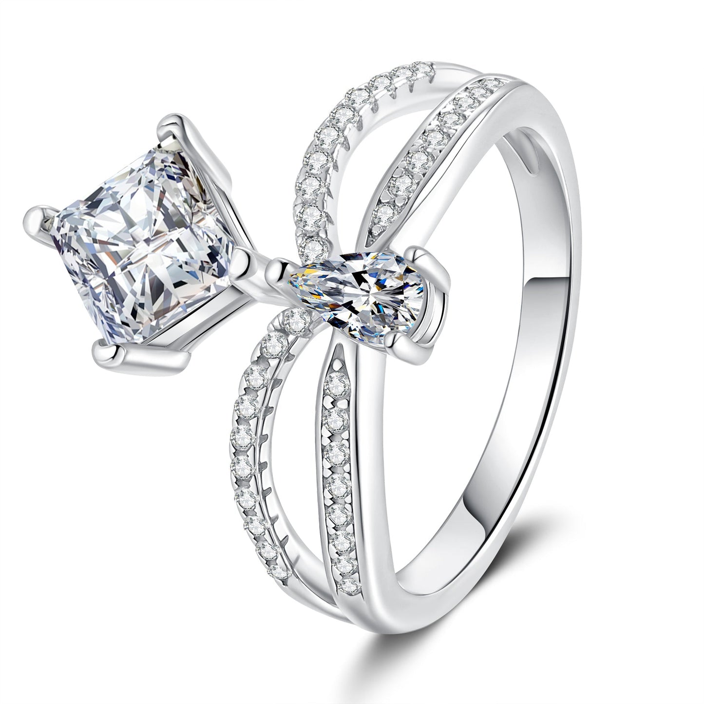 [Zalyn]ELEGANT DOUBLE-TWISTED MOISSANITE RING