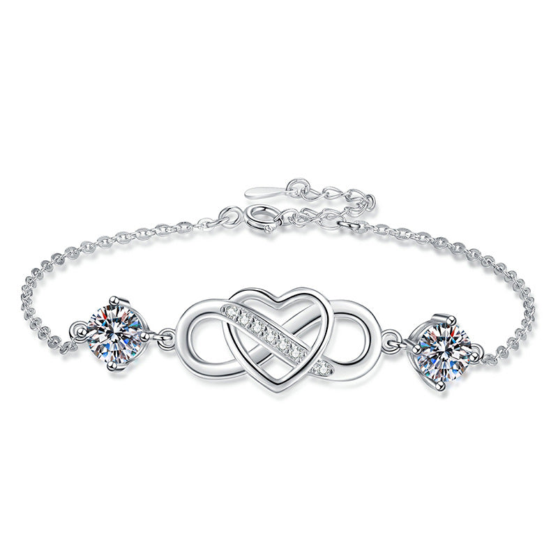 [Zalyn]DOUBLE-STONE "LOVE LINK" MOISSANITE BRACELET