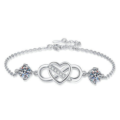 [Zalyn]DOUBLE-STONE "LOVE LINK" MOISSANITE BRACELET