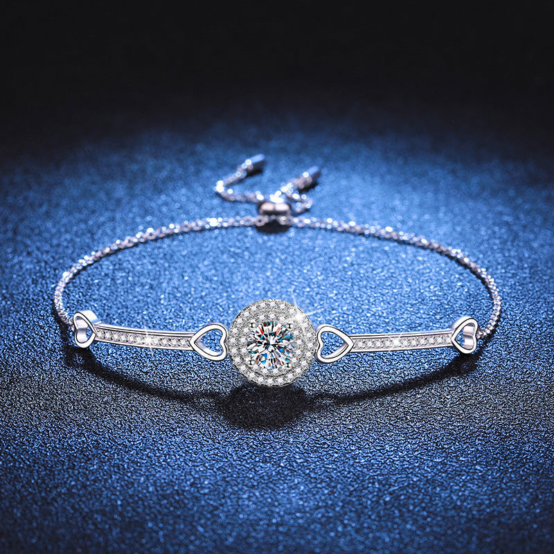 [Zalyn]INTERLOCKING HEART & CIRCLE MOISSANITE BRACELET