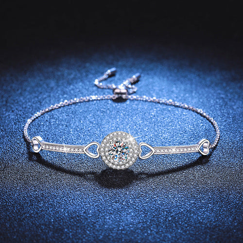 [Zalyn]INTERLOCKING HEART & CIRCLE MOISSANITE BRACELET
