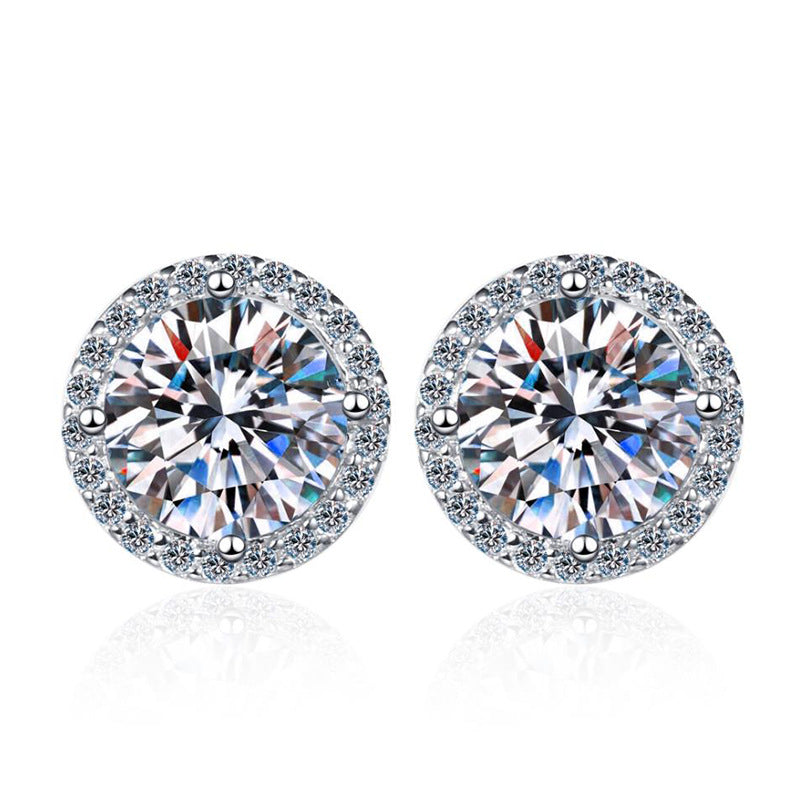 [Zalyn]CLASSIC 4-PRONG ROUND MOISSANITE STUD EARRINGS