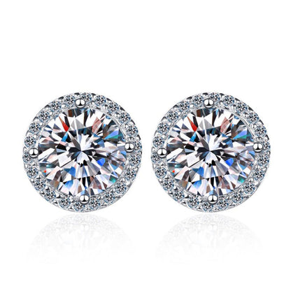[Zalyn]CLASSIC 4-PRONG ROUND MOISSANITE STUD EARRINGS