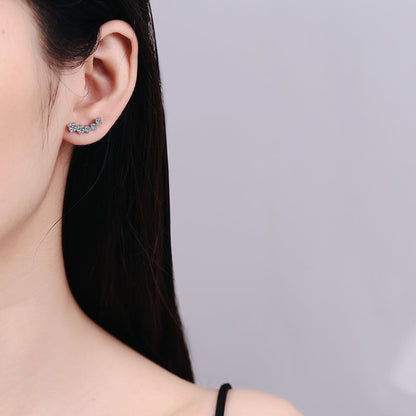 [Zalyn]SPARKLING SMILE ARC MOISSANITE STUD EARRINGS