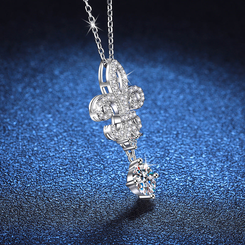 [Zalyn]ROYAL FLEUR-DE-LIS MOISSANITE PENDANT NECKLACE