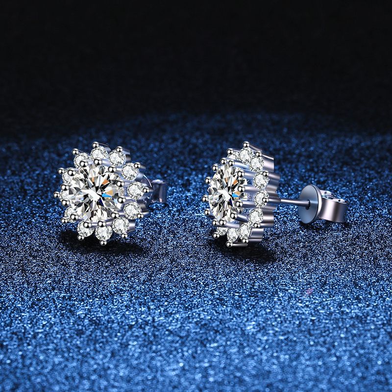 [Zalyn]BLOOMING SUNFLOWER MOISSANITE STUD EARRINGS
