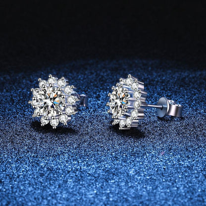 [Zalyn]BLOOMING SUNFLOWER MOISSANITE STUD EARRINGS
