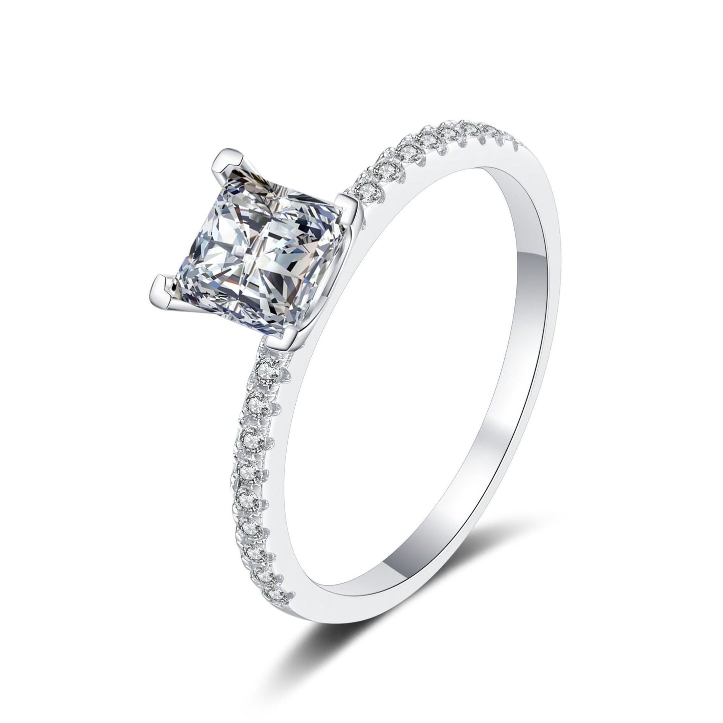 [Zalyn]ELEGANT PRINCESS CUT MOISSANITE ENGAGEMENT RING