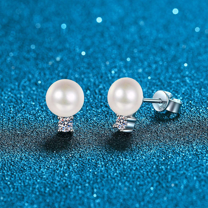 [Zalyn]ELEGANT NATURAL PEARL & MOISSANITE DROP EARRINGS