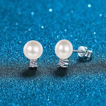 [Zalyn]ELEGANT NATURAL PEARL & MOISSANITE DROP EARRINGS