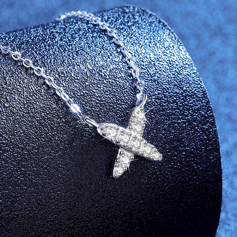 [Zalyn]MODERN X-SHAPE PAVÉ MOISSANITE NECKLACE