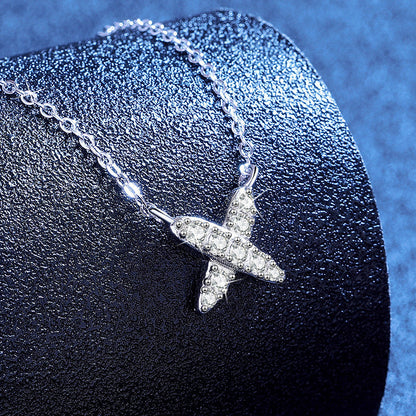 [Zalyn]MODERN X-SHAPE PAVÉ MOISSANITE NECKLACE