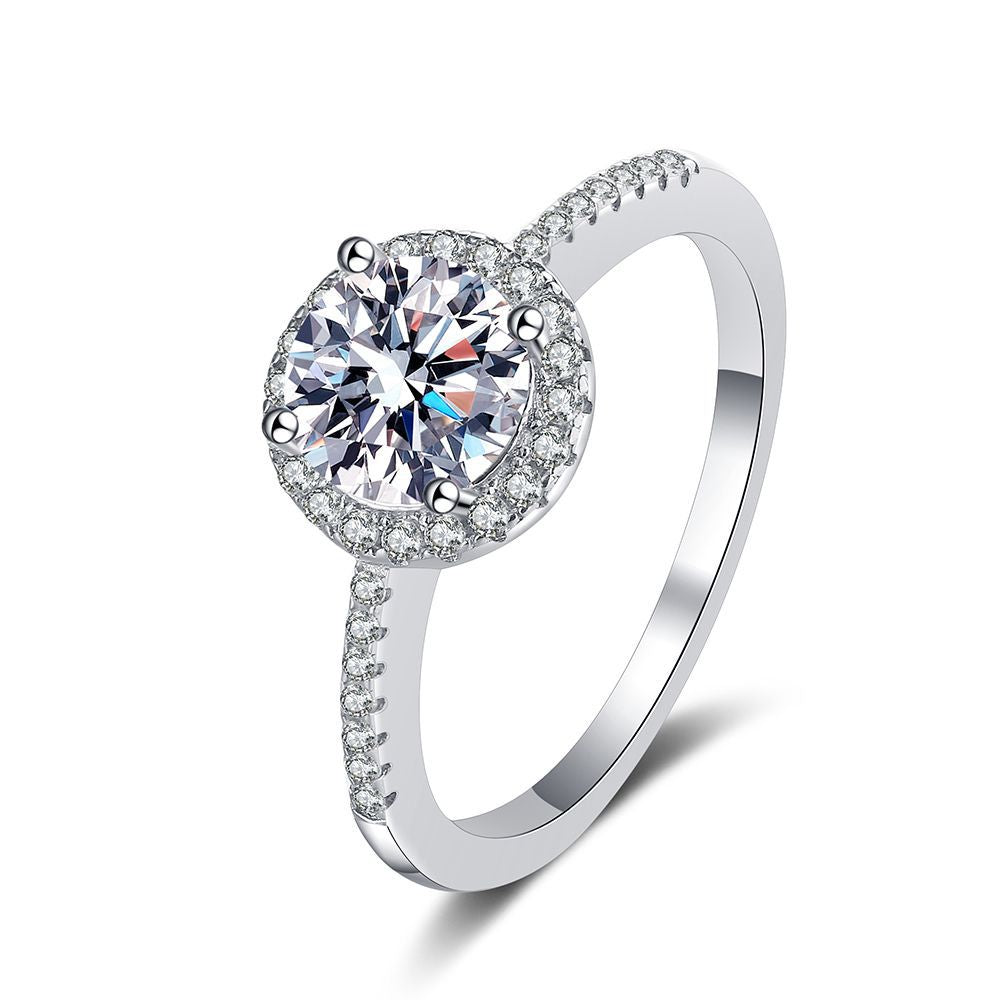 [Zalyn]RADIANT ROUND HALO MOISSANITE ENGAGEMENT RING