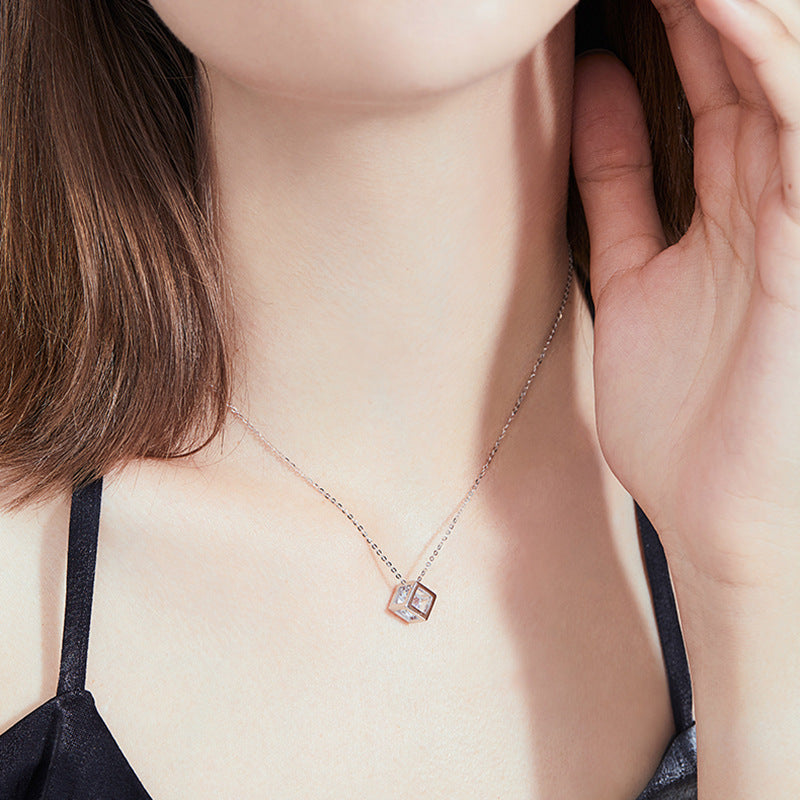 [Zalyn]GEOMETRIC SUGAR-CUBE MOISSANITE NECKLACE