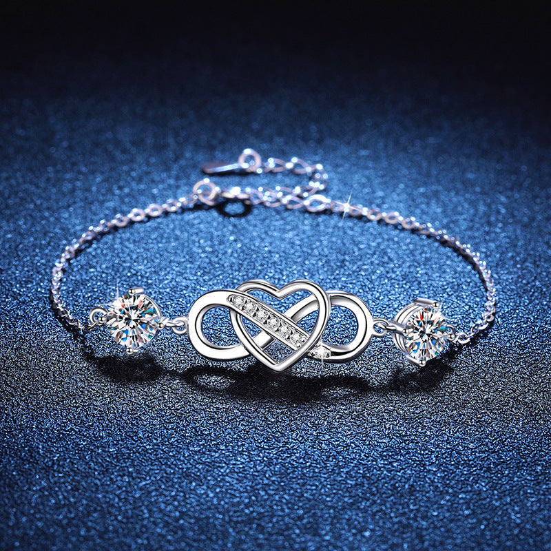 [Zalyn]DOUBLE-STONE "LOVE LINK" MOISSANITE BRACELET
