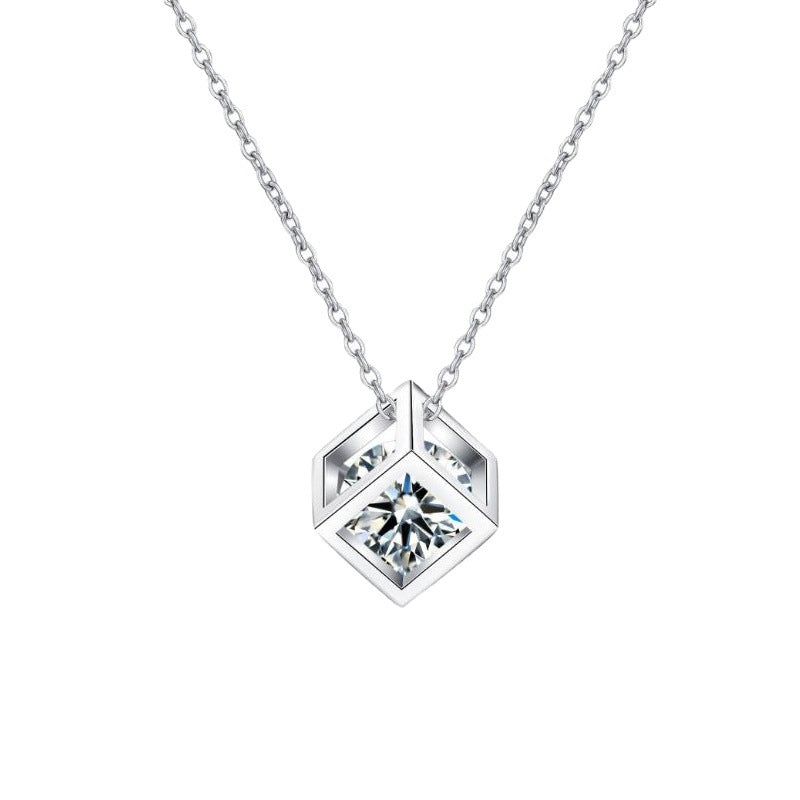 [Zalyn]GEOMETRIC SUGAR-CUBE MOISSANITE NECKLACE