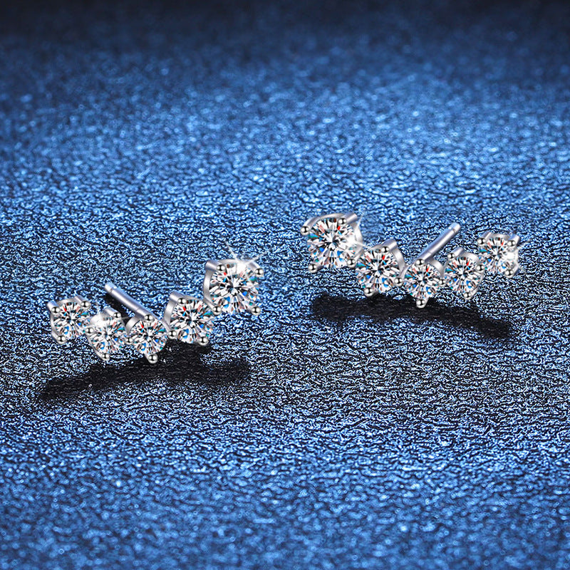 [Zalyn]SPARKLING SMILE ARC MOISSANITE STUD EARRINGS