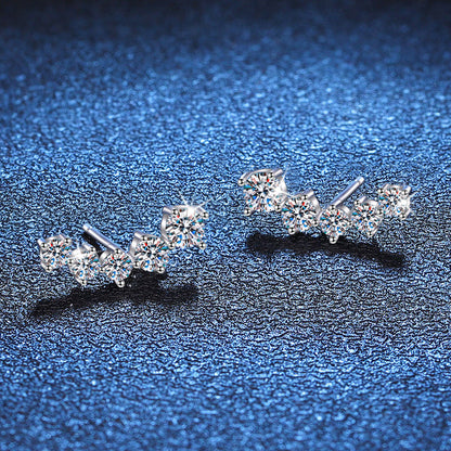 [Zalyn]SPARKLING SMILE ARC MOISSANITE STUD EARRINGS