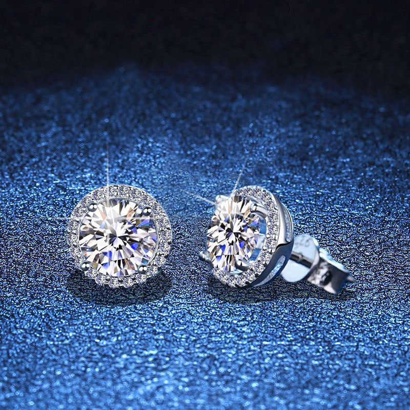 [Zalyn]CLASSIC 4-PRONG ROUND MOISSANITE STUD EARRINGS