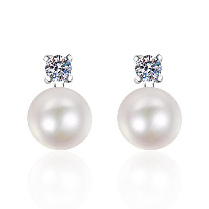 [Zalyn]ELEGANT NATURAL PEARL & MOISSANITE DROP EARRINGS