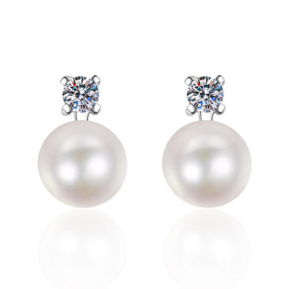[Zalyn]ELEGANT NATURAL PEARL & MOISSANITE DROP EARRINGS