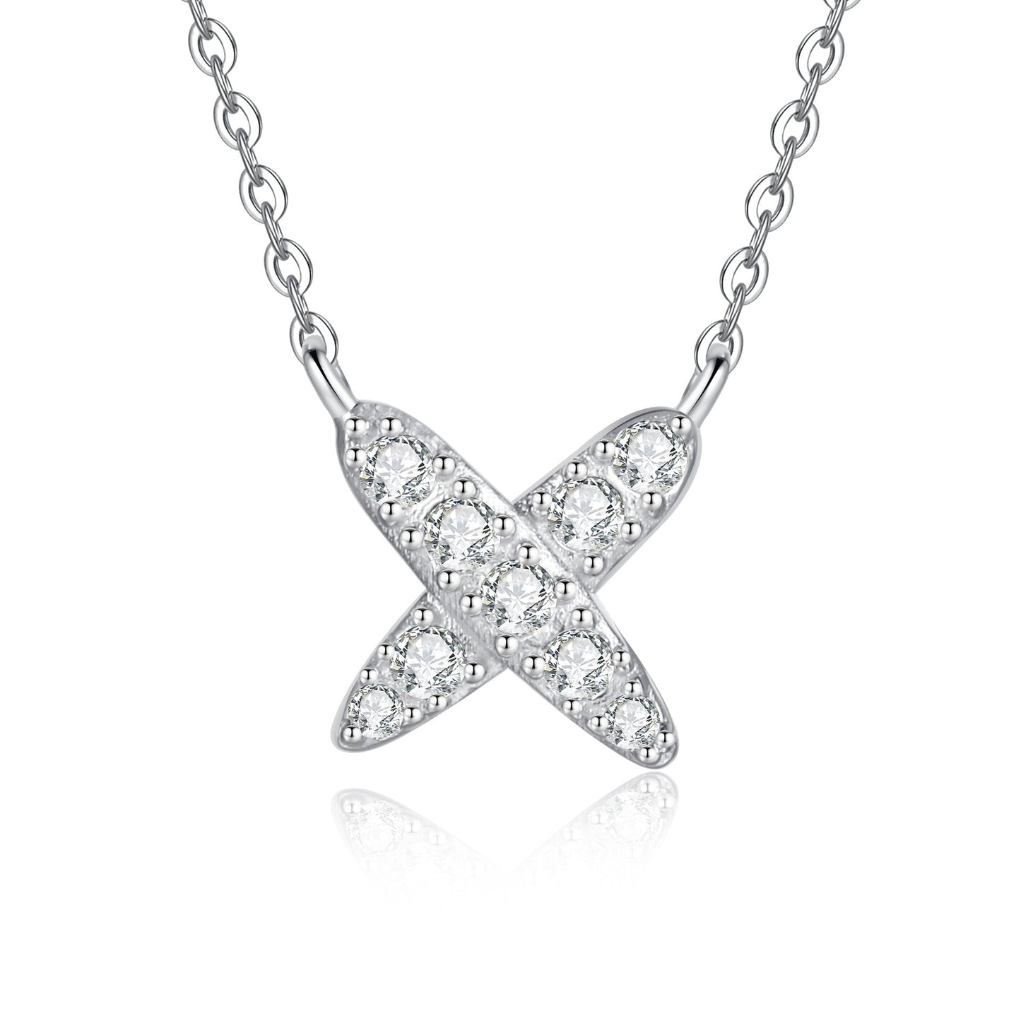 [Zalyn]MODERN X-SHAPE PAVÉ MOISSANITE NECKLACE