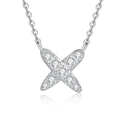 [Zalyn]MODERN X-SHAPE PAVÉ MOISSANITE NECKLACE