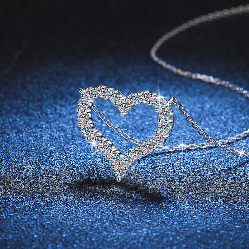 [Zalyn]ROMANTIC HEART MOISSANITE PENDANT NECKLACE