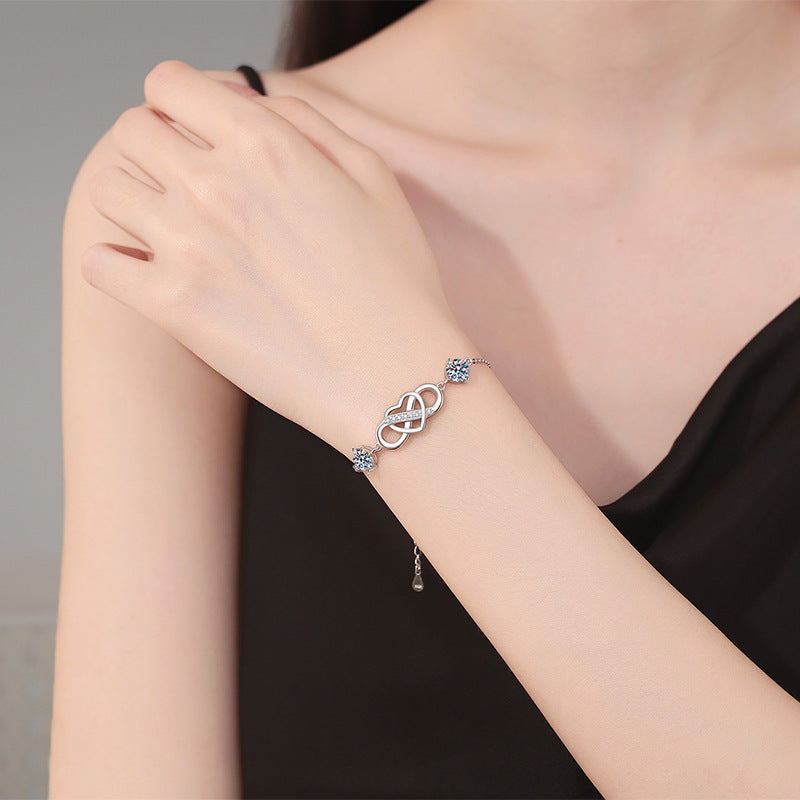 [Zalyn]DOUBLE-STONE "LOVE LINK" MOISSANITE BRACELET