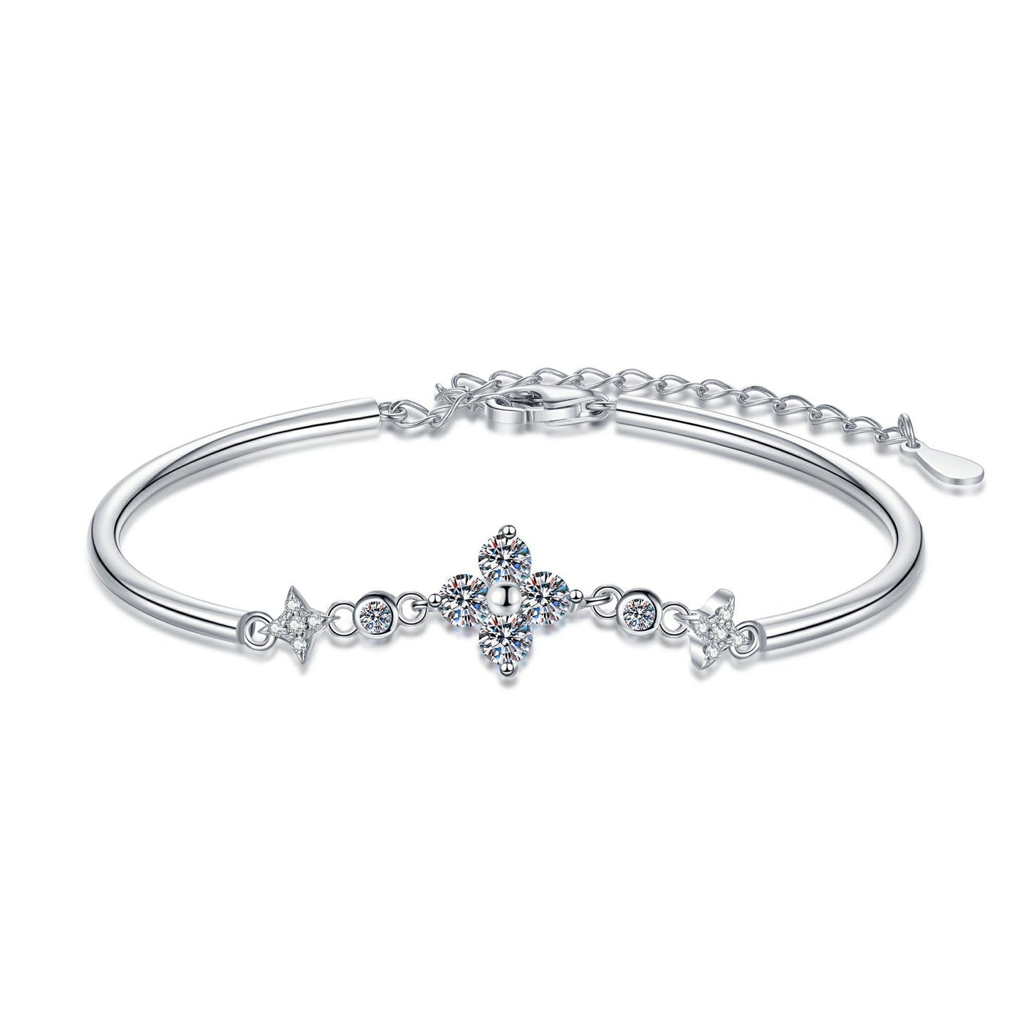 [Zalyn]CLOVER & TWIN-STAR MOISSANITE BRACELET