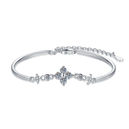 [Zalyn]CLOVER & TWIN-STAR MOISSANITE BRACELET
