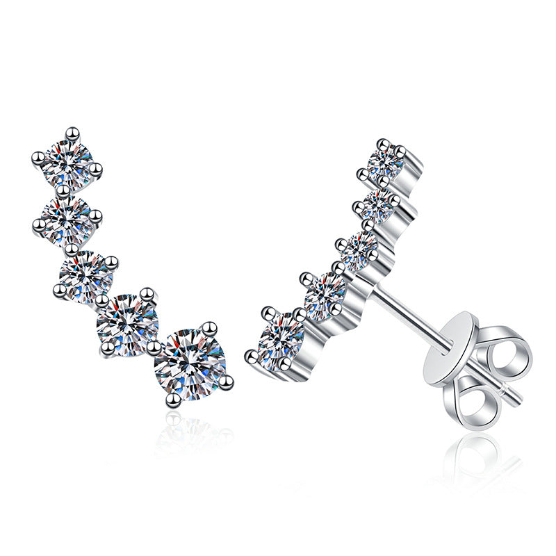[Zalyn]SPARKLING SMILE ARC MOISSANITE STUD EARRINGS