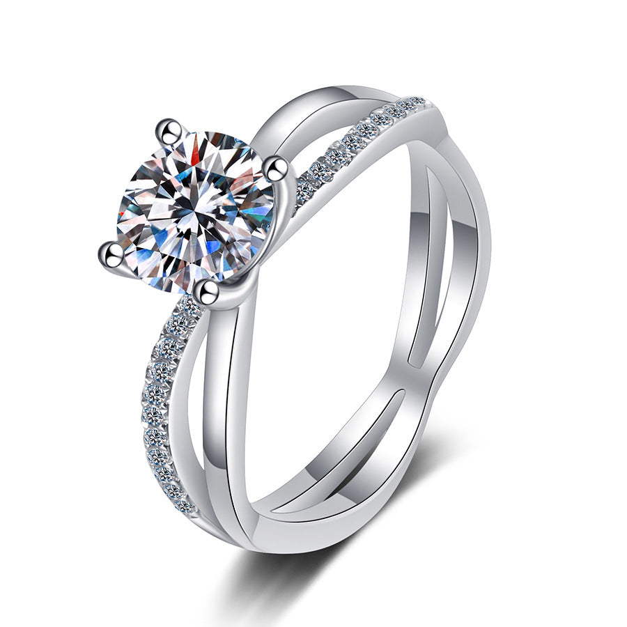 [Zalyn]ELEGANT 4-PRONG CROSSOVER MOISSANITE ENGAGEMENT RING