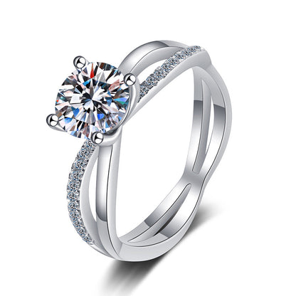 [Zalyn]ELEGANT 4-PRONG CROSSOVER MOISSANITE ENGAGEMENT RING
