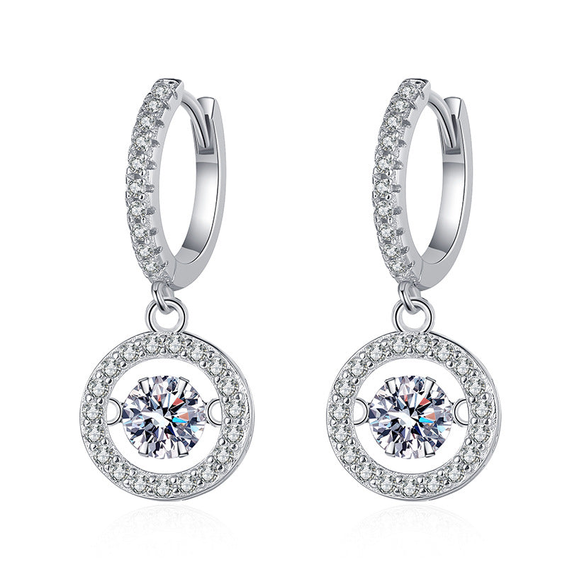 [Zalyn]DANCING MOISSANITE HALO DROP HOOP EARRINGS