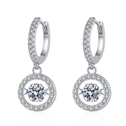 [Zalyn]DANCING MOISSANITE HALO DROP HOOP EARRINGS