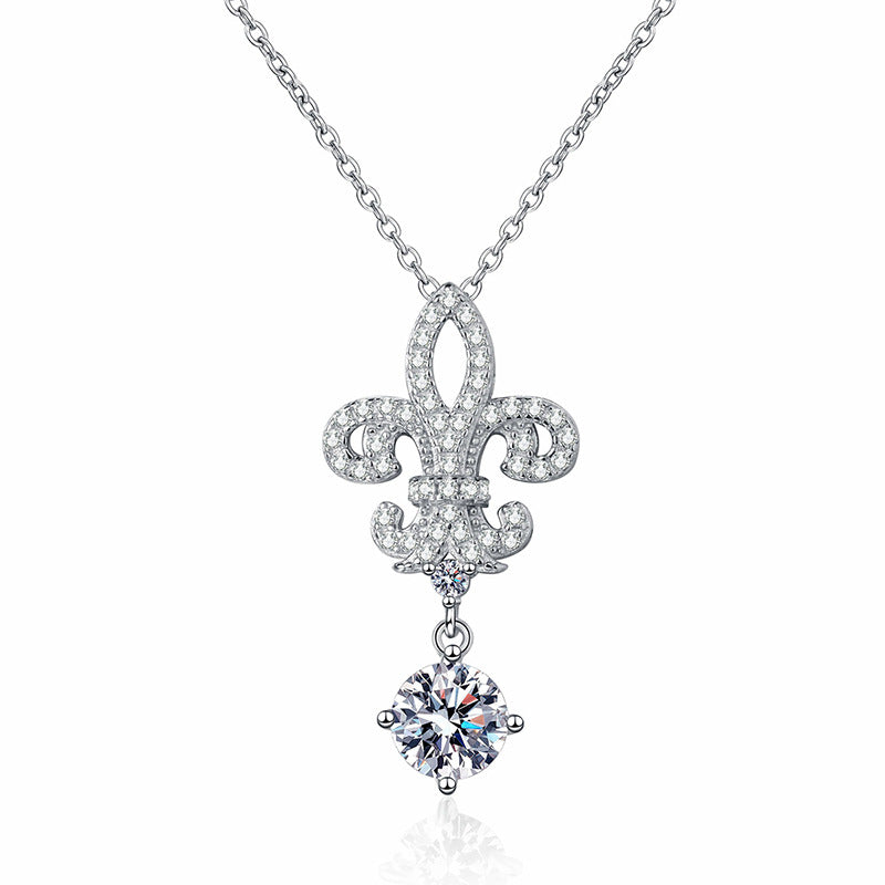 [Zalyn]ROYAL FLEUR-DE-LIS MOISSANITE PENDANT NECKLACE
