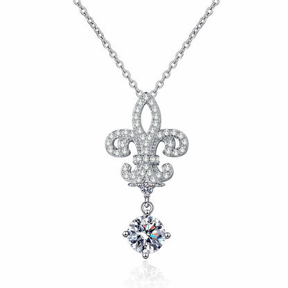[Zalyn]ROYAL FLEUR-DE-LIS MOISSANITE PENDANT NECKLACE