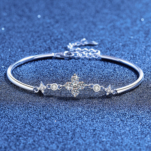 [Zalyn]CLOVER & TWIN-STAR MOISSANITE BRACELET