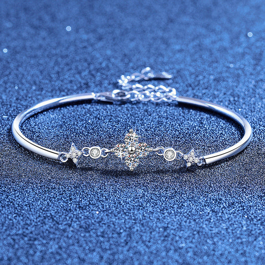 [Zalyn]CLOVER & TWIN-STAR MOISSANITE BRACELET