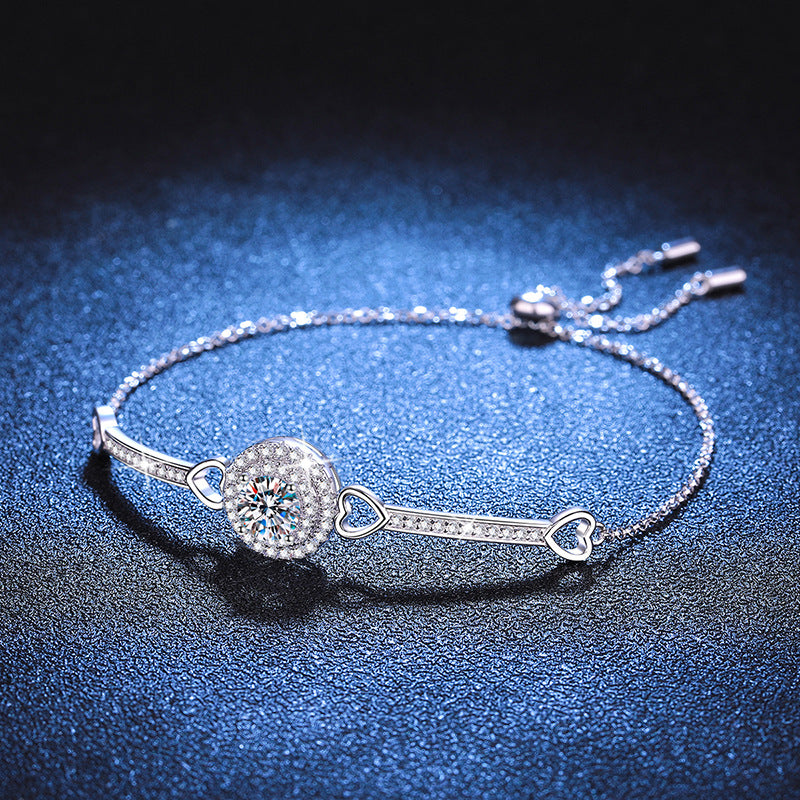[Zalyn]INTERLOCKING HEART & CIRCLE MOISSANITE BRACELET